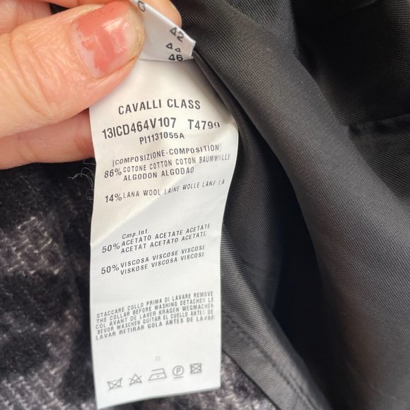 Class Roberto Cavalli Wool Blend Leopard Dress Detachable Fur Collar Size US14 - Picture 4 of 5